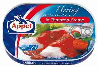 Appel Heringsfilets Tomaten-Creme, 10er Pack (10 x 200 g Dose)