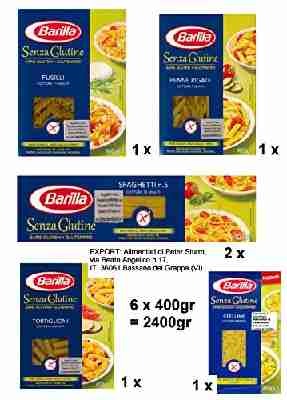 Barilla Senza Glutine Sortiment 2 x Fusilli- 1 x Penne Rigate 2x Spaghetti 1x Tortiglioni-je 400gr