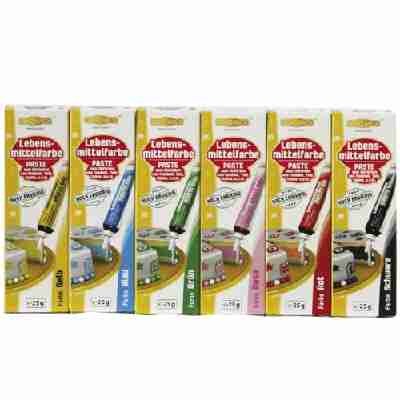 Dekoback Lebensmittelfarb-Pasten / Gel Spar-Set mit 6 verschiedenen Farben, 6er Pack (6 x 25 g)