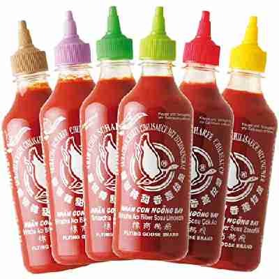 Flying Goose Sriracha Chilisauce in 6 Geschmacksrichtungen, 6er Pack (6 x 455 ml)