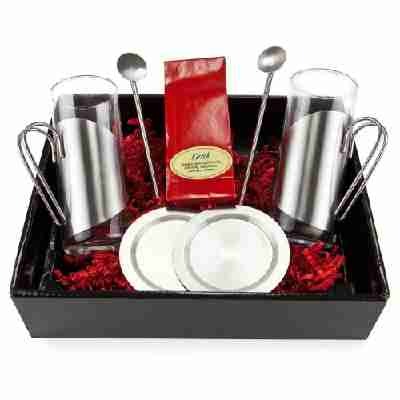 Geschenk Set Kirschtee mit je 2 Teegläsern, Untersetzern und Trinkhalmlöffeln, 1er Pack (1 x 50 g)