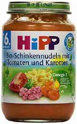 Hipp Bio-Schinkennudeln mit Tomaten und Karotten, 6-er Pack (6 x 190 g) - Bio