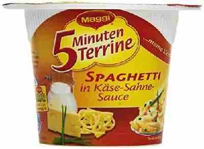 Maggi 5 Minuten-Terrine Spaghetti in Käse-Sahne, 8er Pack (8 x 62 g Packung)