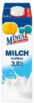 MinusL H-Milch 3.8% laktosefrei, 10er Pack (10 x 1 l)