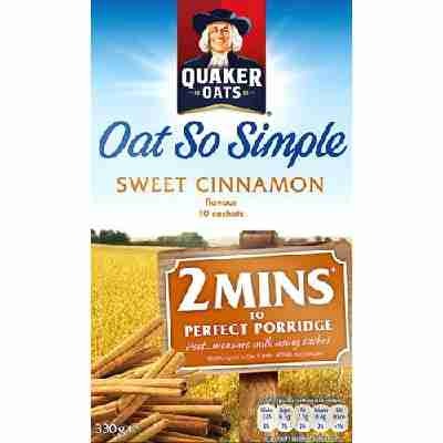 Quaker Oat So Simple Sweet Cinnamon 10 x 33g - Vollkorn Haferflocken mit Zimt