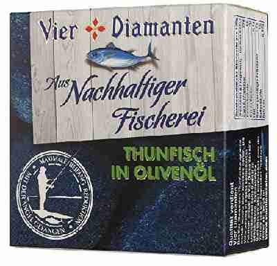 Vier Diamanten Thunfisch Filets Olivenöl MSC 160 g, 8er Pack (8 x 160 g)