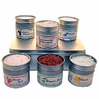 direct&friendly Geschenkset 6 Kontinente Salzbar mit unterschiedlichen Natursalzen aus aller Welt - Tibetsalz, Rosensalz, Utah Sweet Salt, Meersalz, Rotes Hawaii Salz, Kalahari Wüstensalz